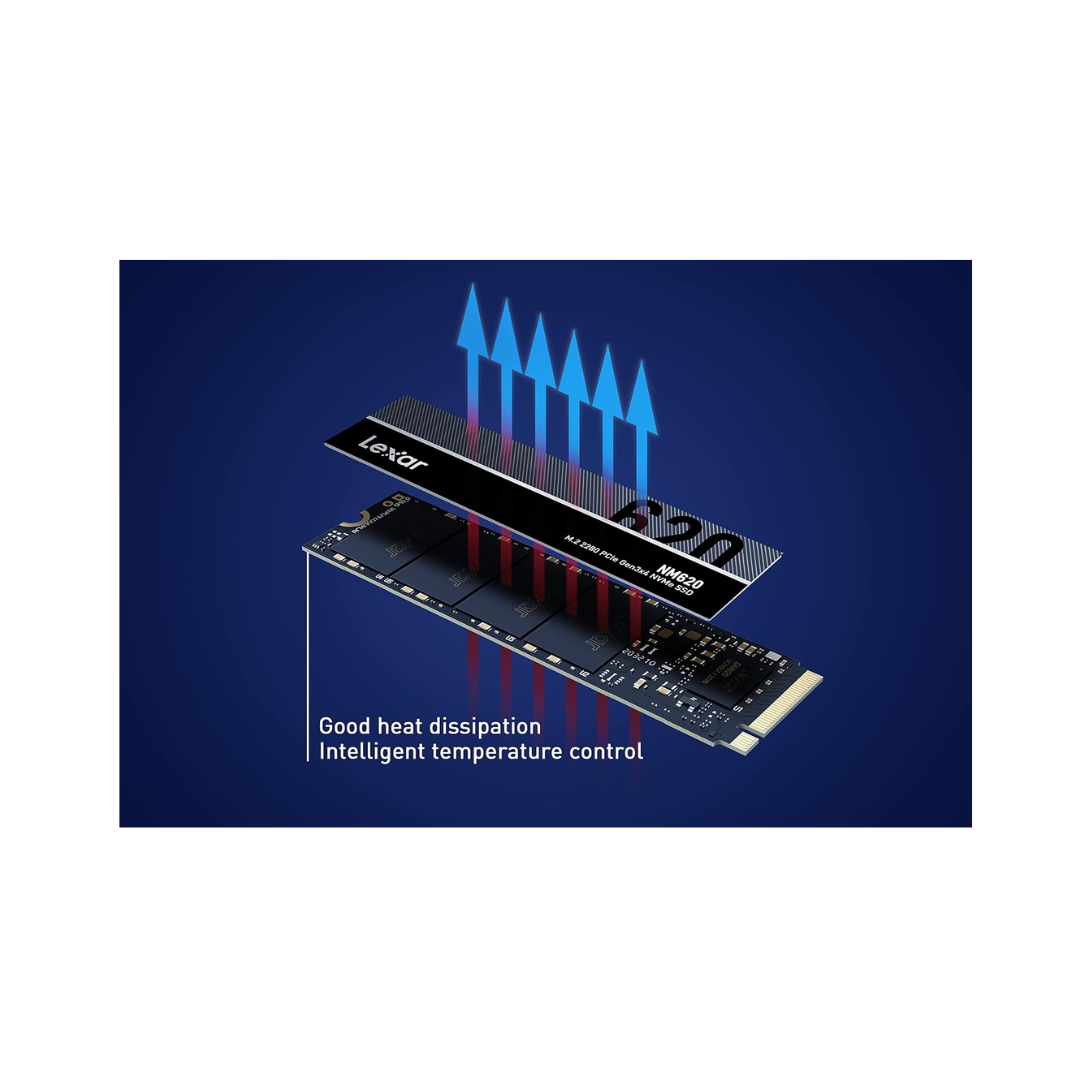 Memory module with heat dissipation graphics on a blue background
