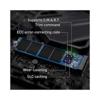 Solid-state drive (SSD) with technical features highlighted on a blurred background
