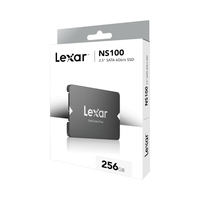 Lexar NS100 SSD packaging with 256GB label on a white background