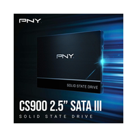 PNY solid state drive with blue light effect on a black background