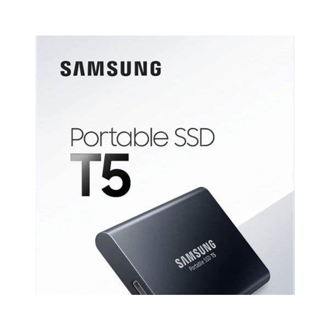 Samsung Portable SSD T5 on a white background