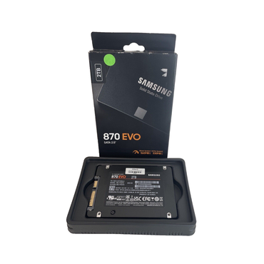 Samsung 870 EVO SSD with packaging on a white background