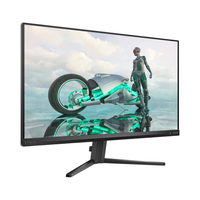 Gaming monitor displaying a futuristic scene with a robot and motorcycle.