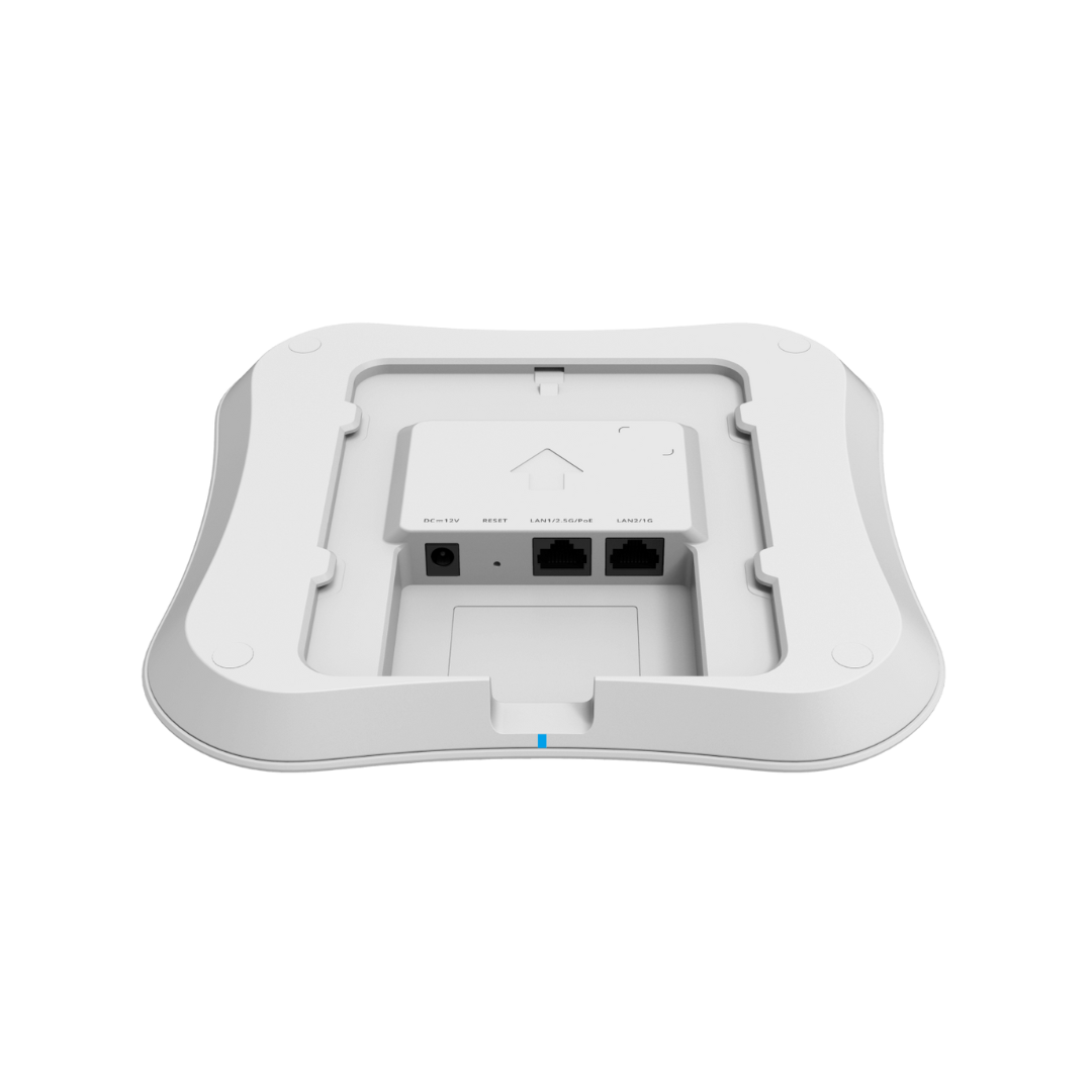 White ceiling mount with network ports on a white background