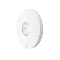 White round device with a blue light on a white background