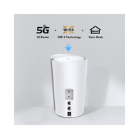 White router with 5G, Wi-Fi 6, and Deco Mesh technology icons on a gray background