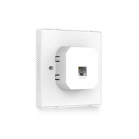 White wall socket with Ethernet port on a white background
