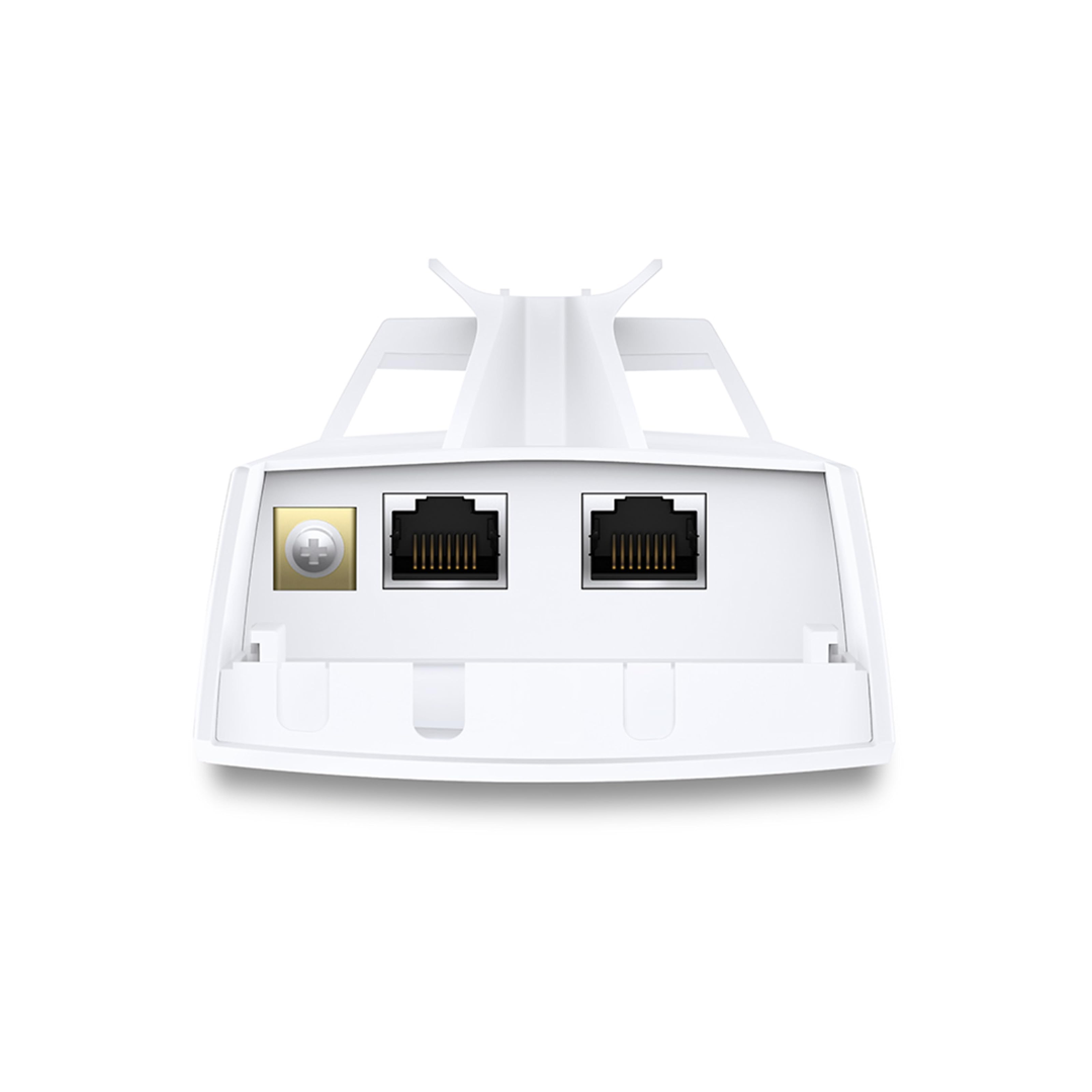 White network adapter with two Ethernet ports on a white background