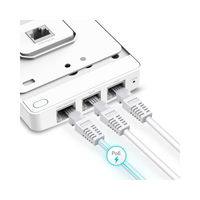 Network switch with multiple Ethernet ports and power over Ethernet (PoE) connection on a white background