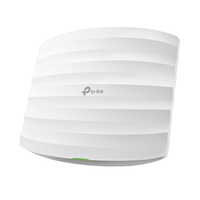 White TP-Link router with striped design on a white background