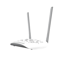 White wireless router with antennas on a white background