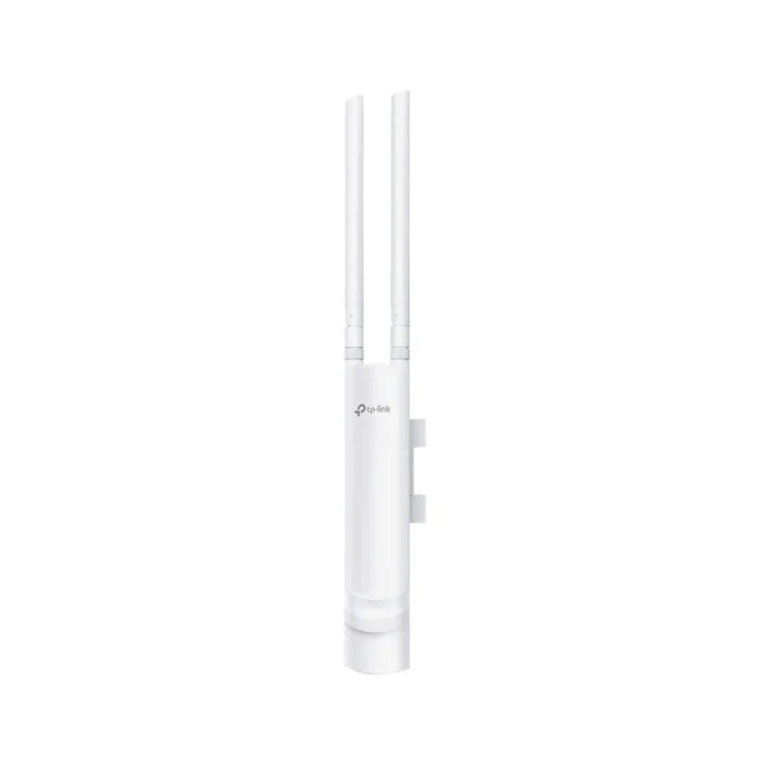 White wireless router with antennas on a white background