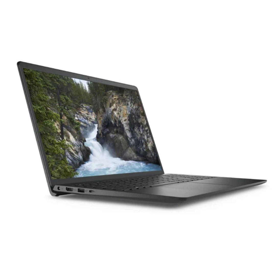 Laptop with a scenic display on a white background