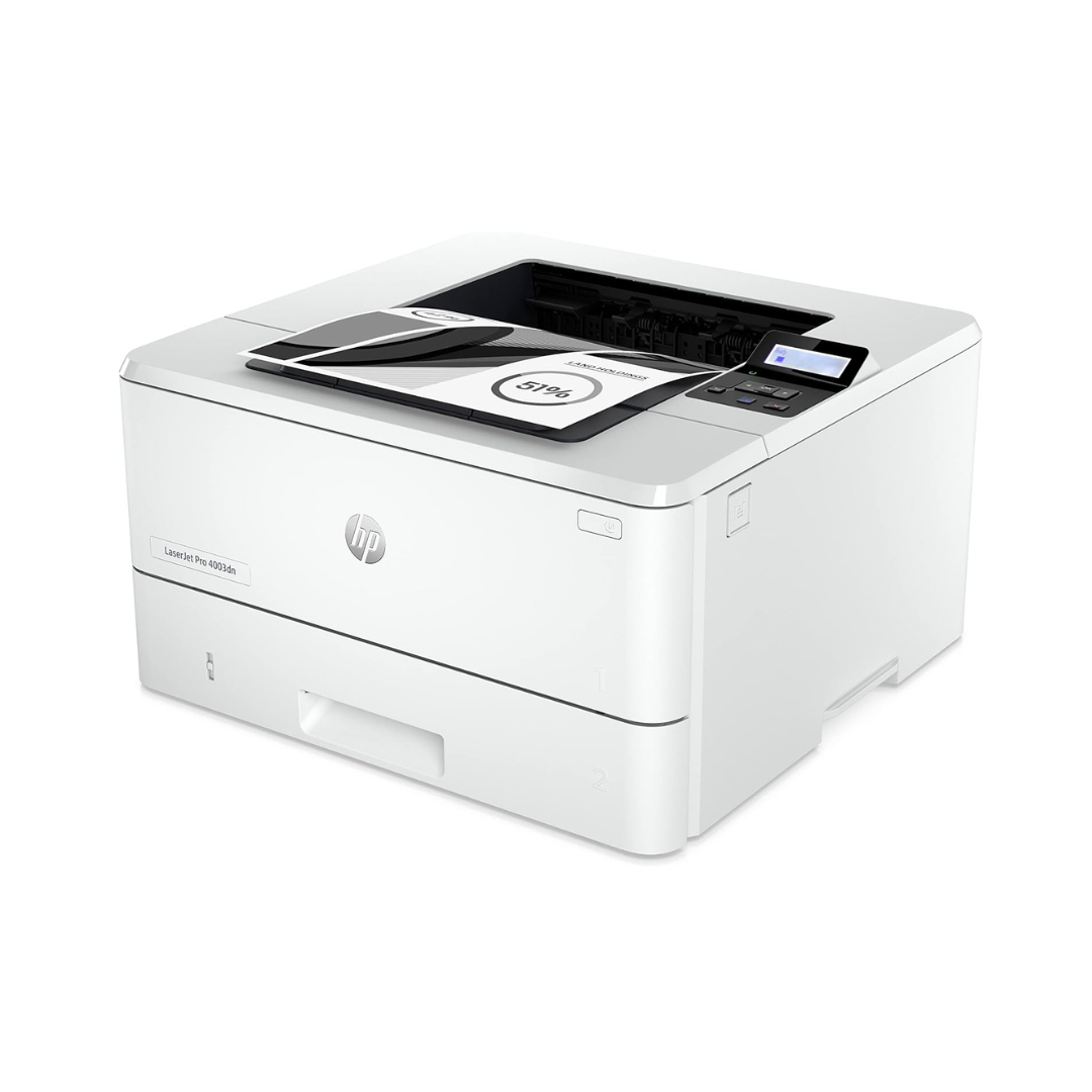HP laser printer on a white background