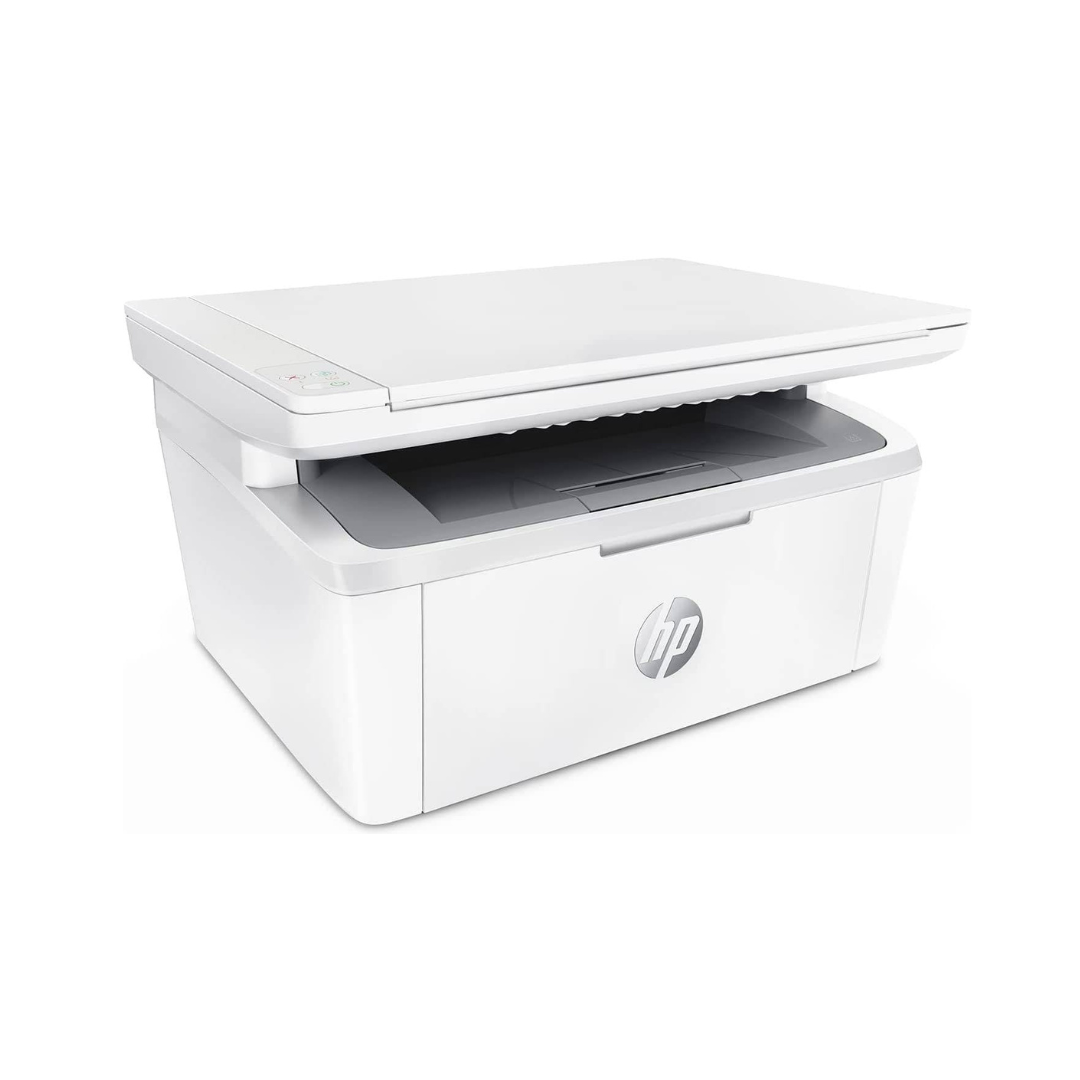 White HP printer on a white background
