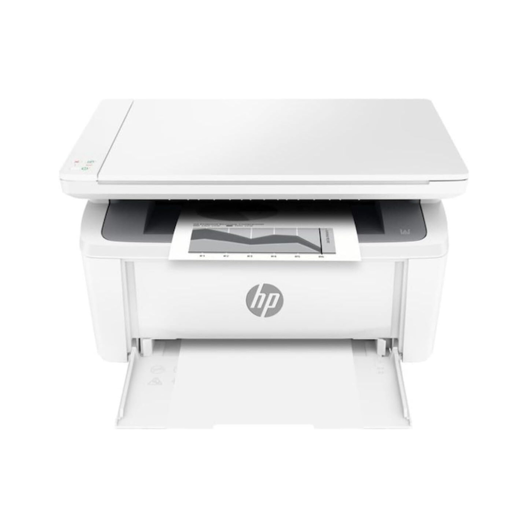 White HP printer on a white background