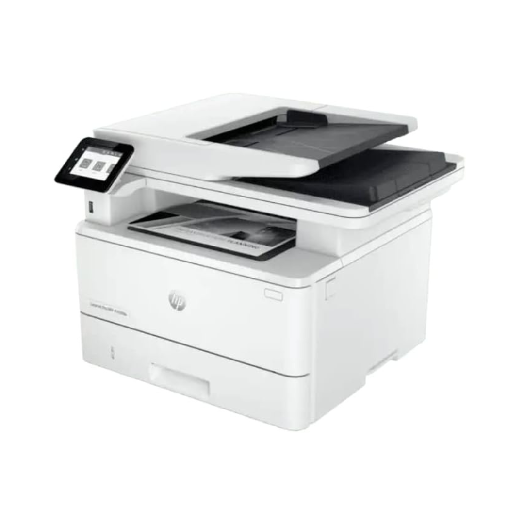 White HP printer on a white background