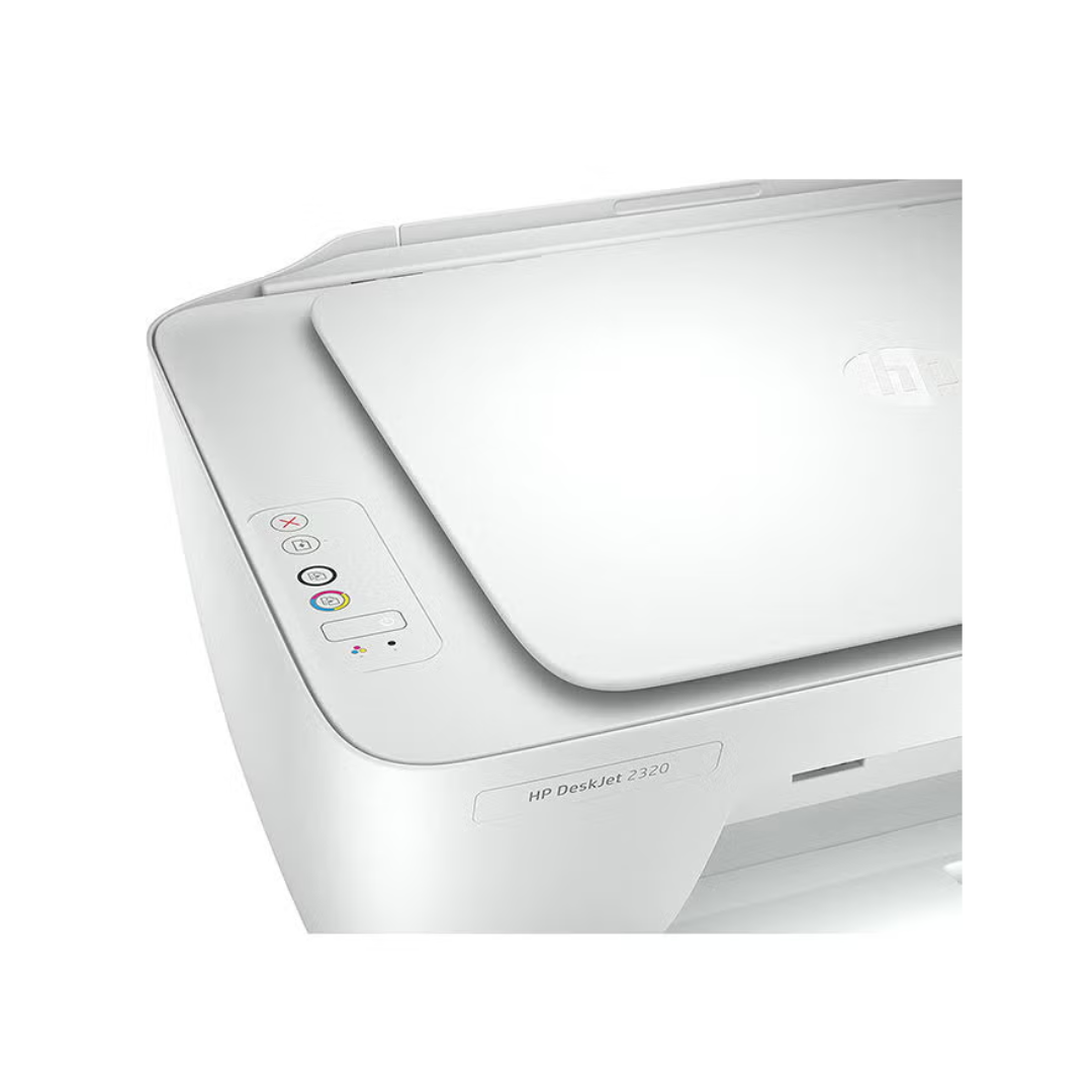 White HP printer on a white background