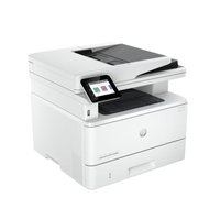 White printer with a touchscreen display on a white background