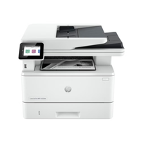 HP printer with touchscreen display on a white background