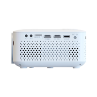 Back view of a white electronic device with ports on a white background
