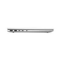 Side view of a silver laptop on a white background