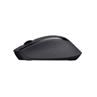 Black computer mouse on a white background