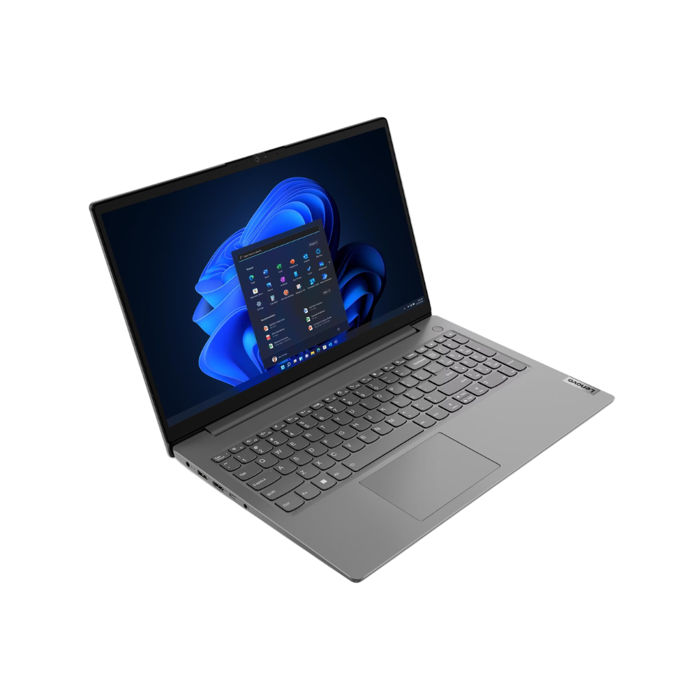 Laptop with Intel logo on a white background
