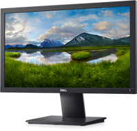 Dell monitor displaying a scenic wallpaper of mountains and lake