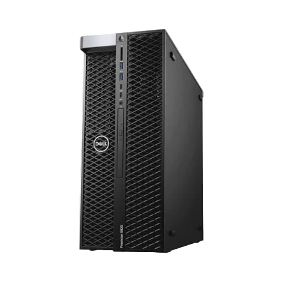 Black Dell server tower on a white background
