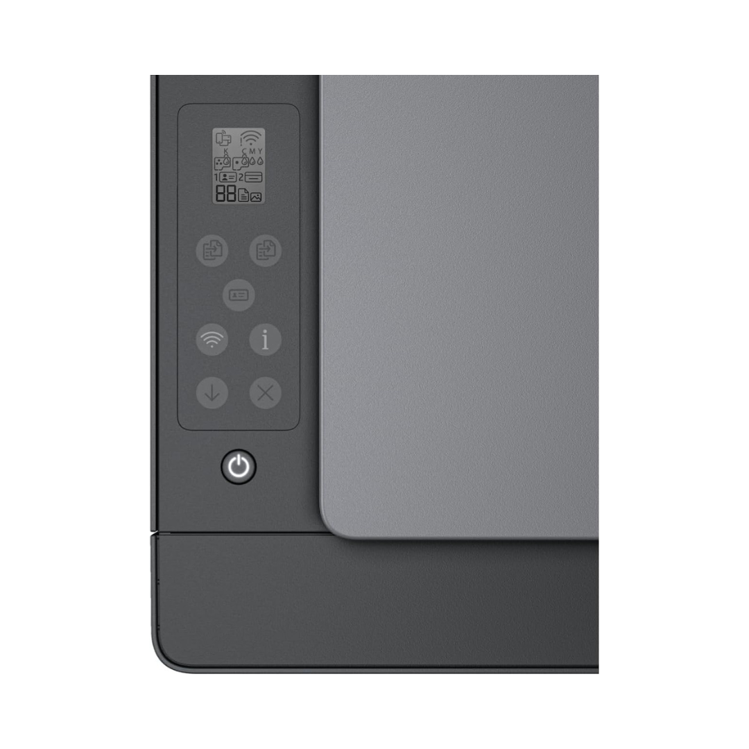 Gray electronic device with control panel on a white background