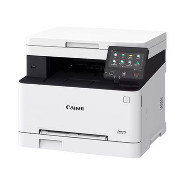 Canon printer with a touchscreen display on a white background