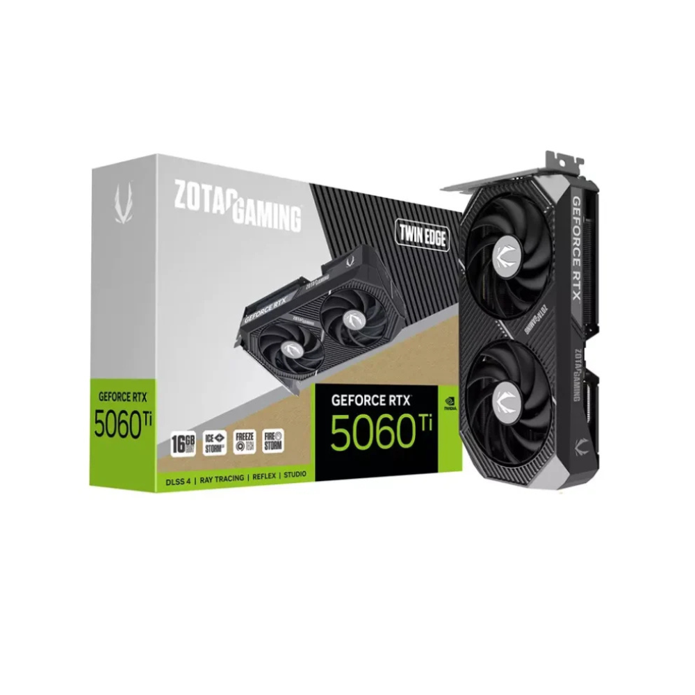 ZOTAC Gaming GeForce RTX 5060 Ti graphics card packaging on a white background