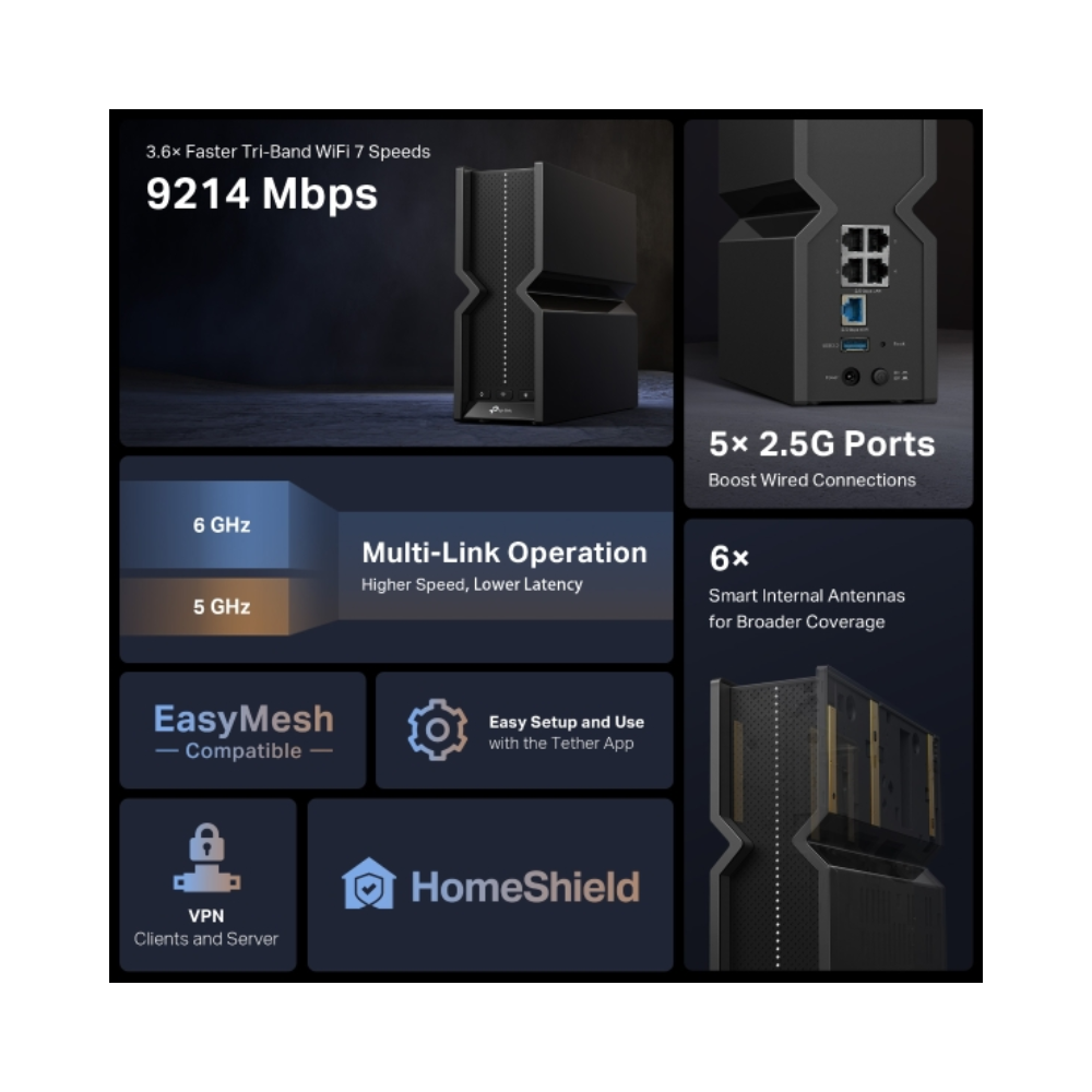 Tp-Link Tri Band WiFi 7 BE9300 Router Archer BE550