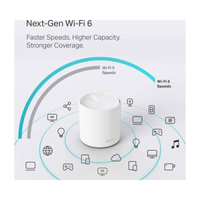 Advertisement for Next-Gen Wi-Fi 6 technology with a white router and connectivity icons on a light gray background.