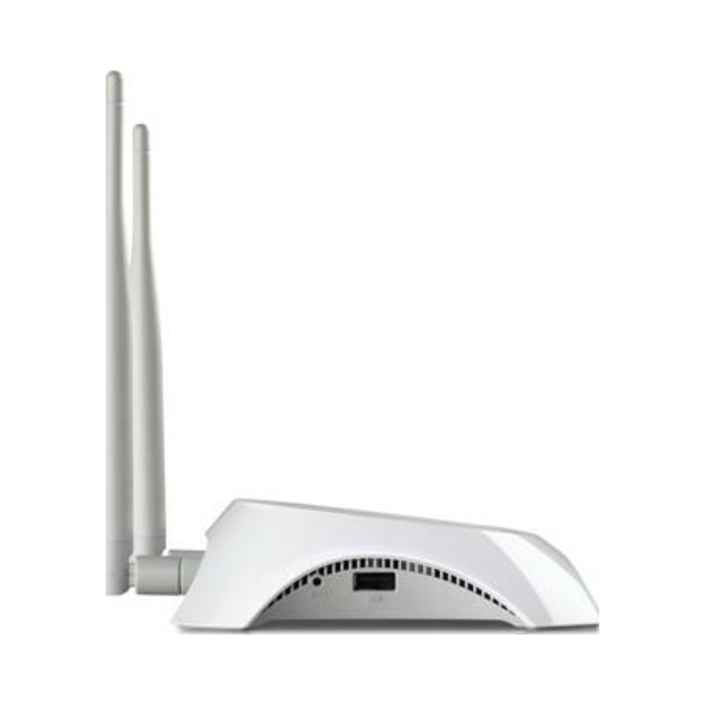 White router with antennas on a white background