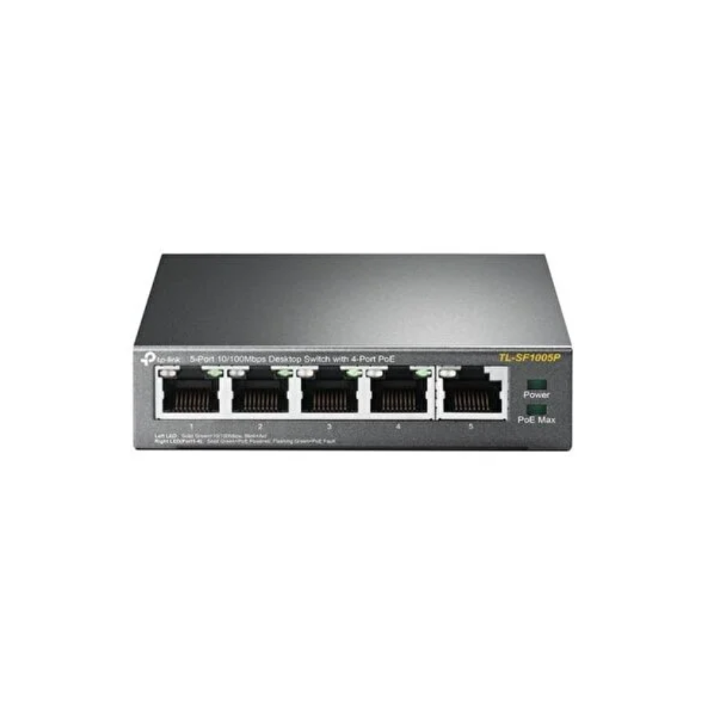 Network switch with multiple ports on a white background