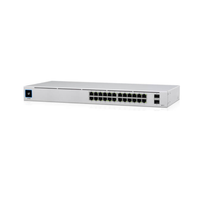 Network switch with multiple ports on a white background