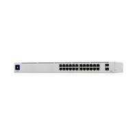 Network switch with multiple ports on a white background