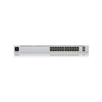 Network switch with multiple ports on a white background