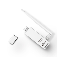 White USB adapter with antenna on a white background