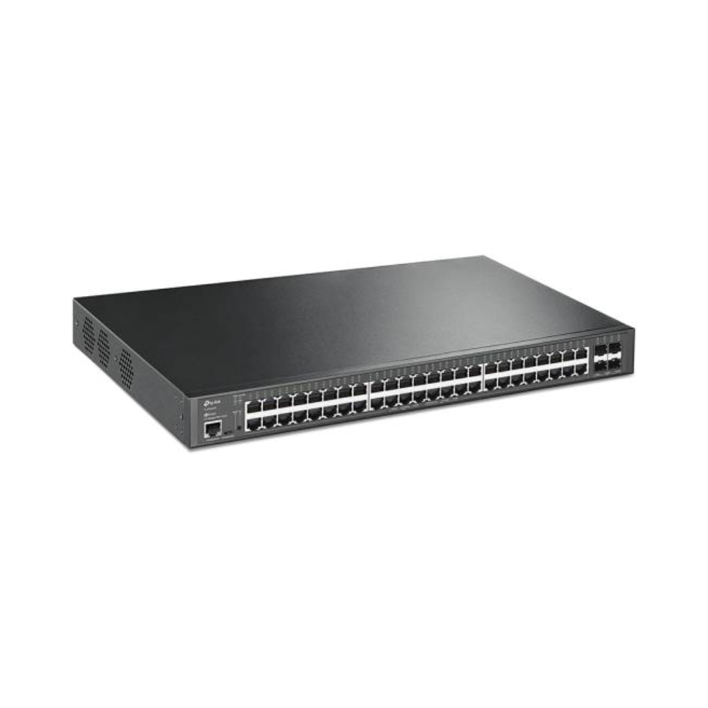 Network switch with multiple ports on a white background