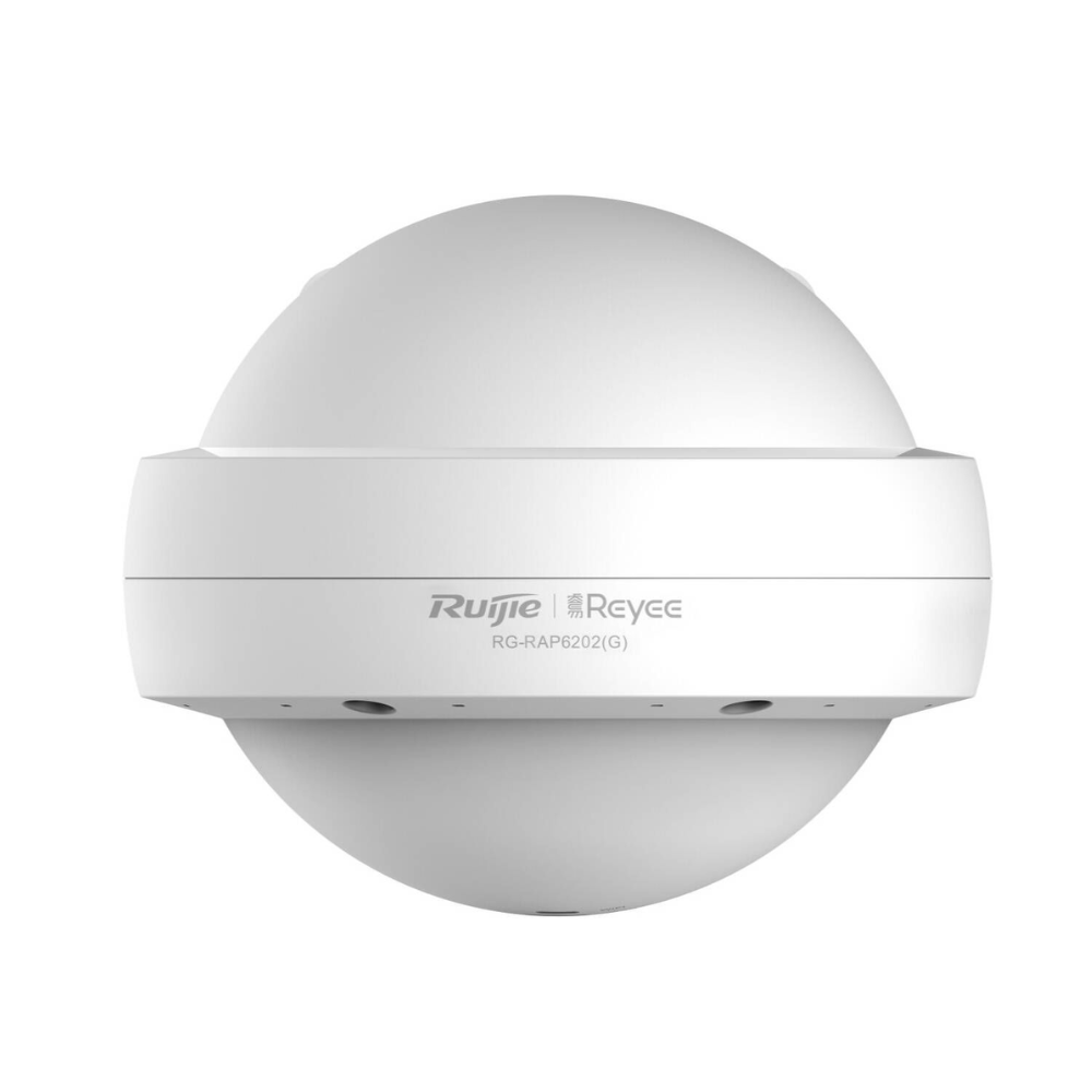 White spherical device with 'Ruijie' branding on a white background