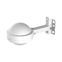 White outdoor security camera with bracket on a white background